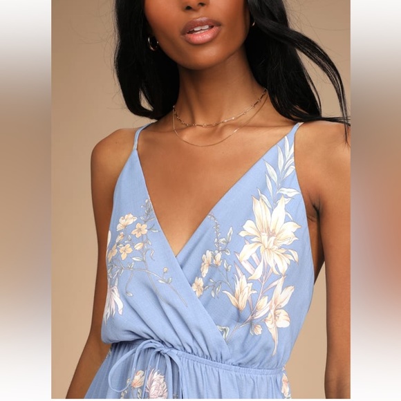 Lulus new with tags long floral blue dress perfect for vacation - Picture 2 of 7